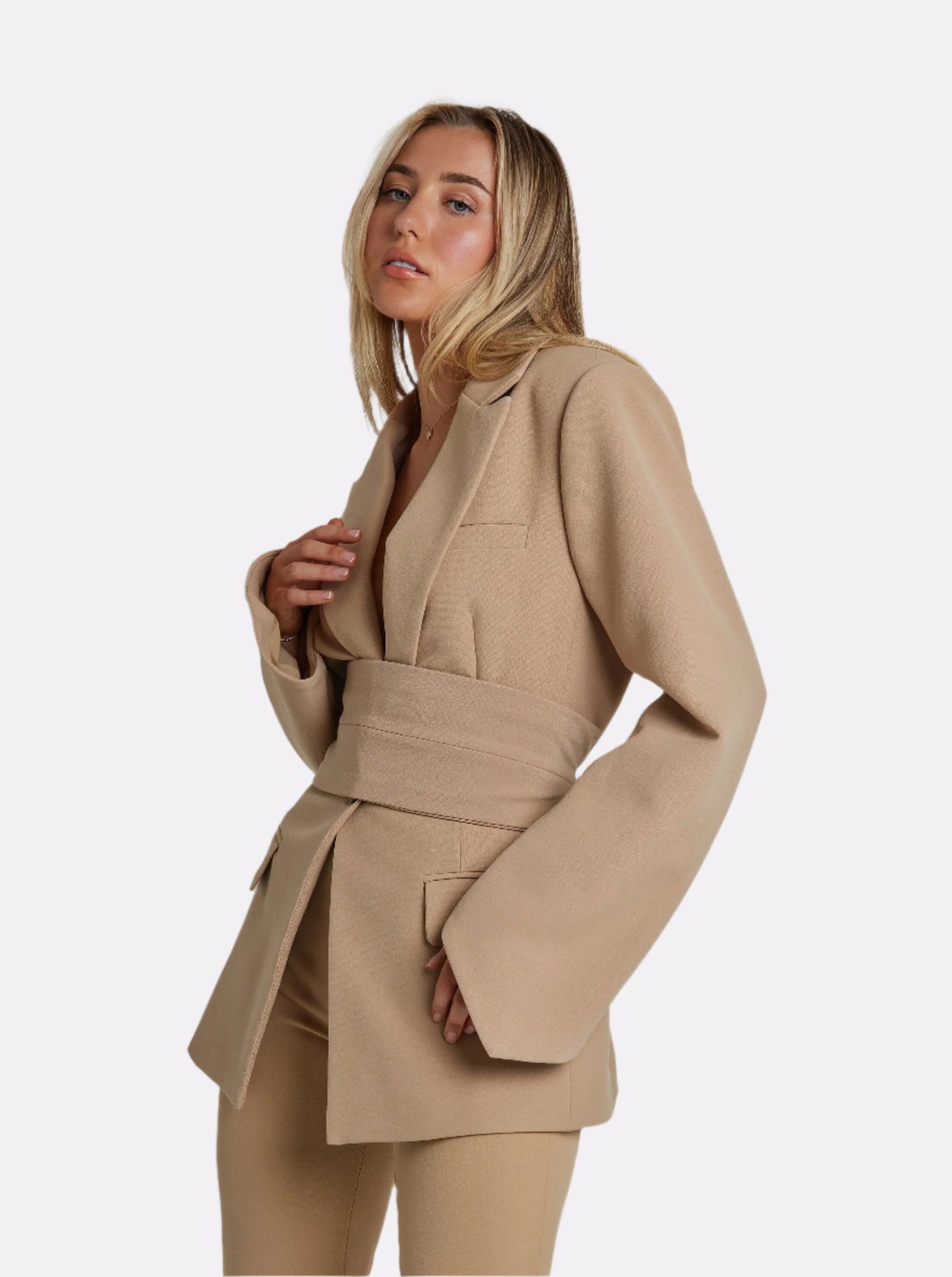Tailored Tweed Belted Blazer