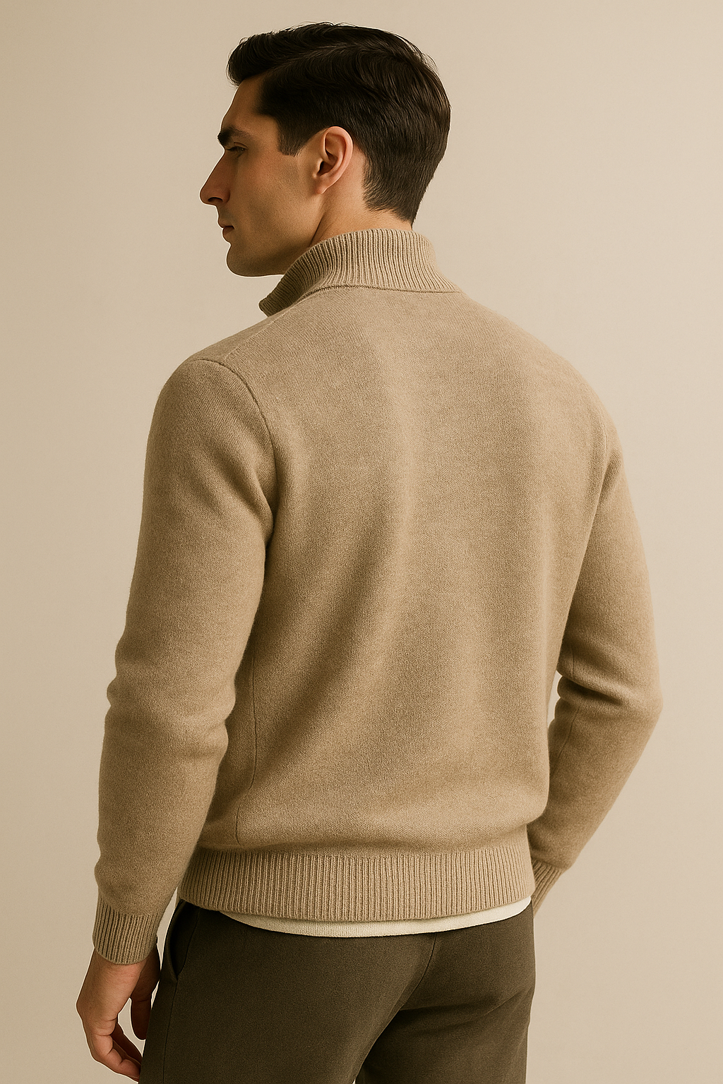 Lorenzi Cashmere Zip Knit Beige