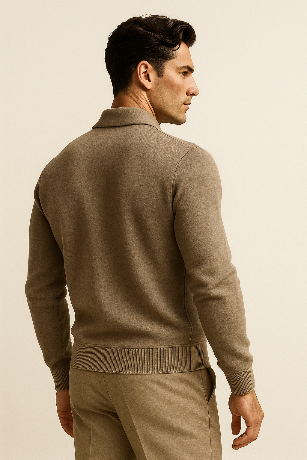 Carvelli Merino Zip Sweater Taupe