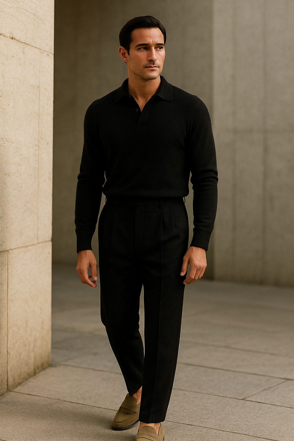 Valenti Gabardine Cotton Pantalon Black