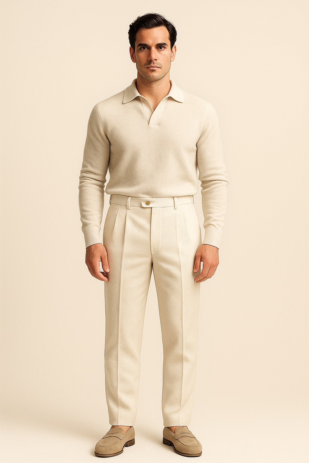 Valenti Gabardine Cotton Pantalon Ivory
