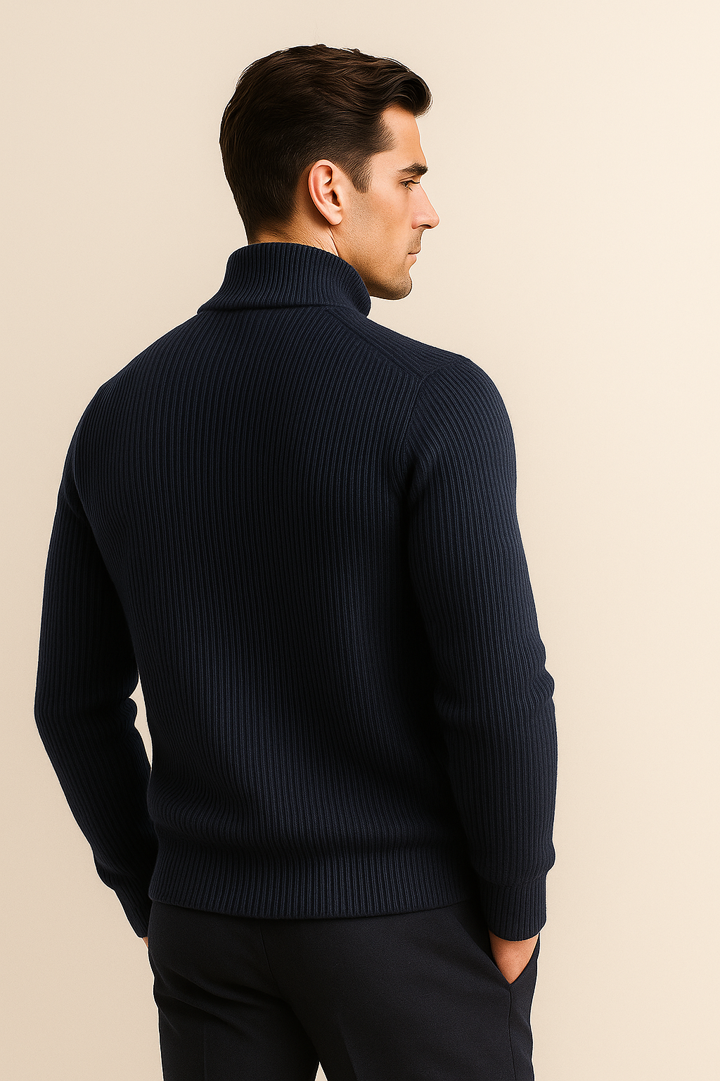 Sestino Merino Zip Knit Navy