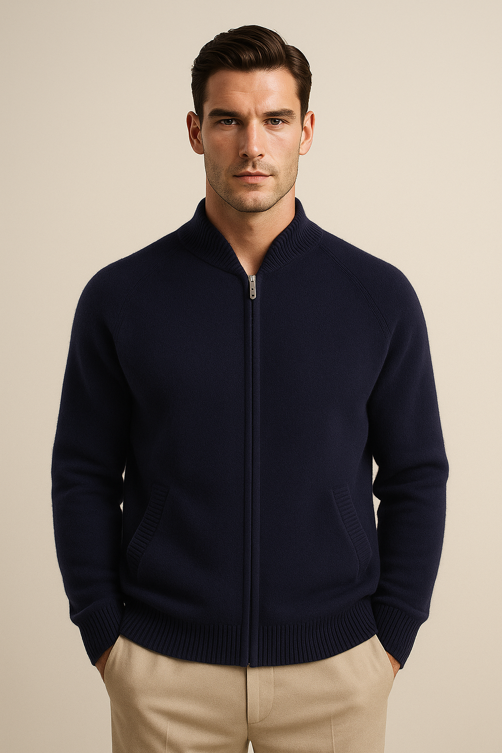 Arento Merino Cardigan Navy