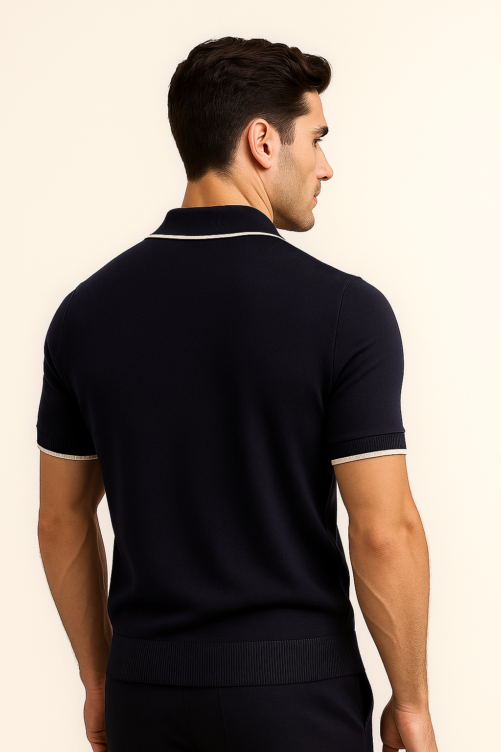 Rivoro Knitted Polo Navy