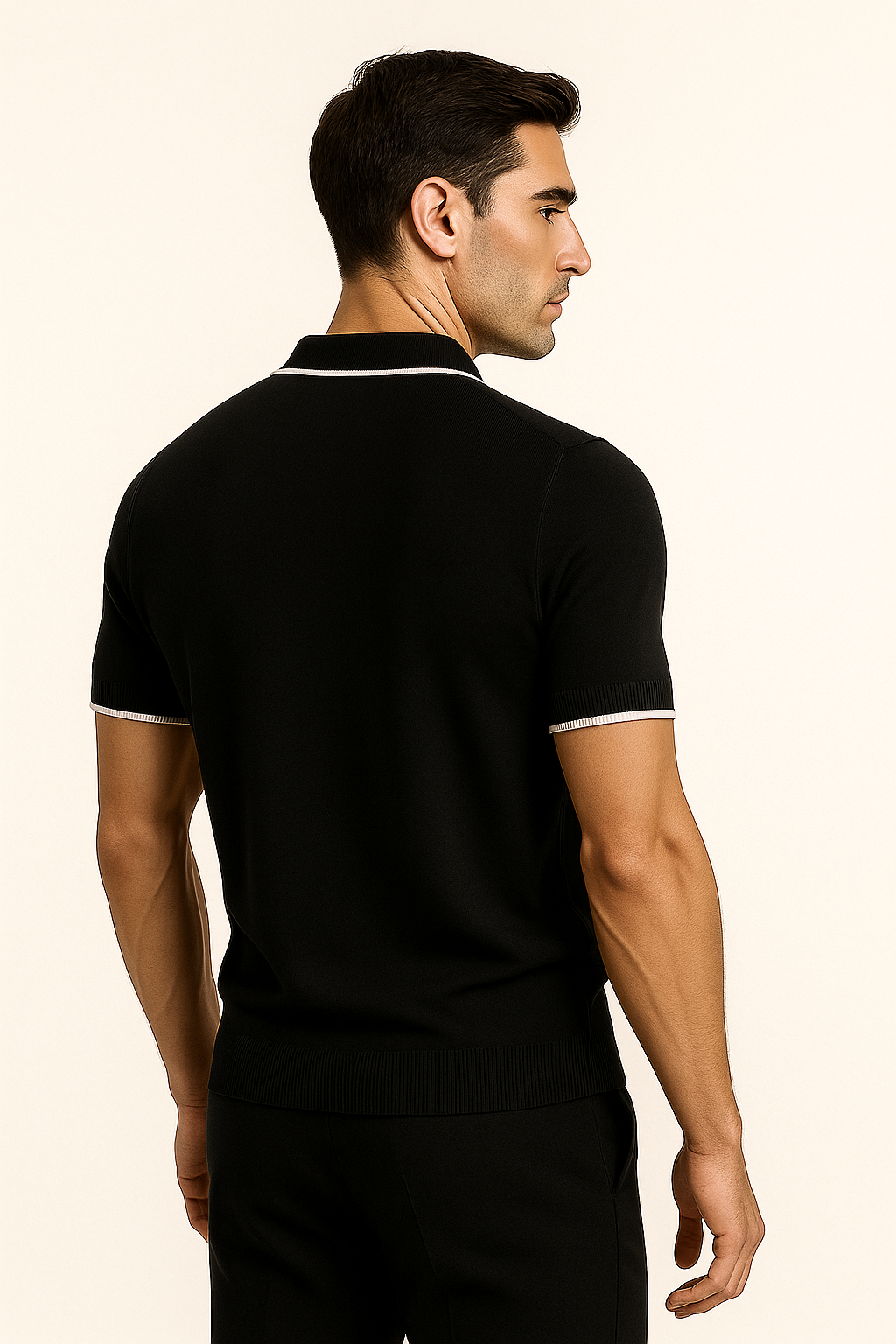 Rivoro Knitted Polo Black