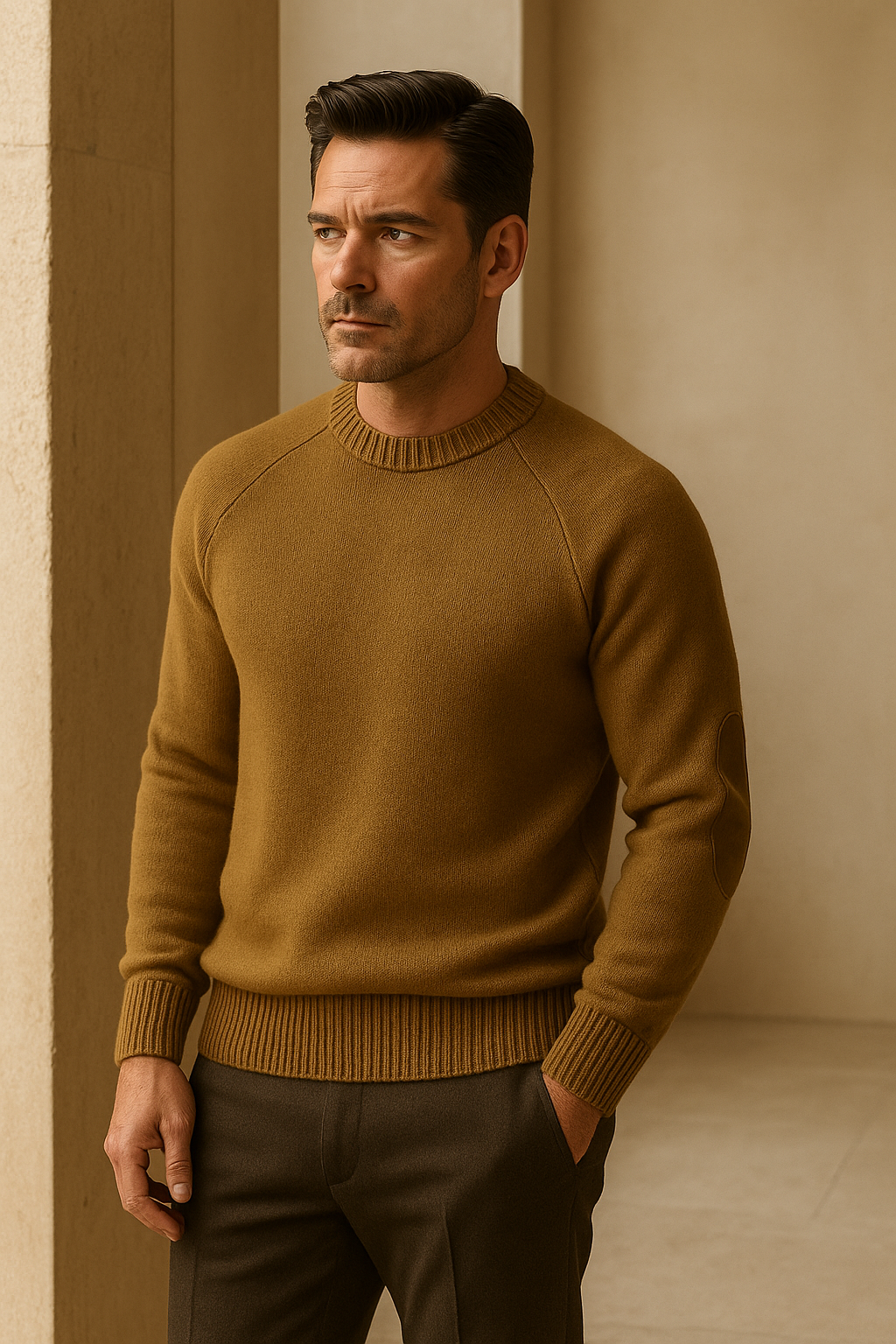 Carviano Crew Knit Khaki