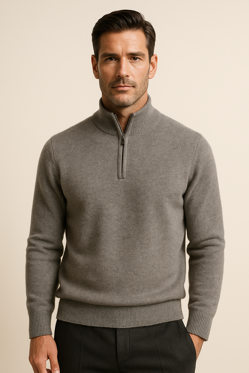 Lunaro Quarter-Zip Knit Grey