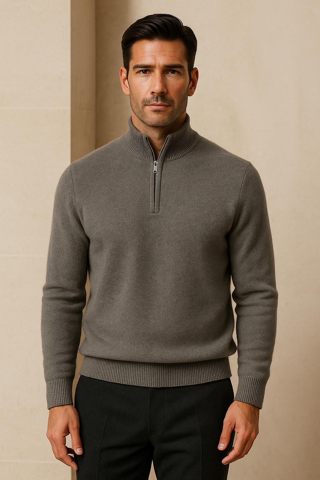 Lunaro Quarter-Zip Knit Grey