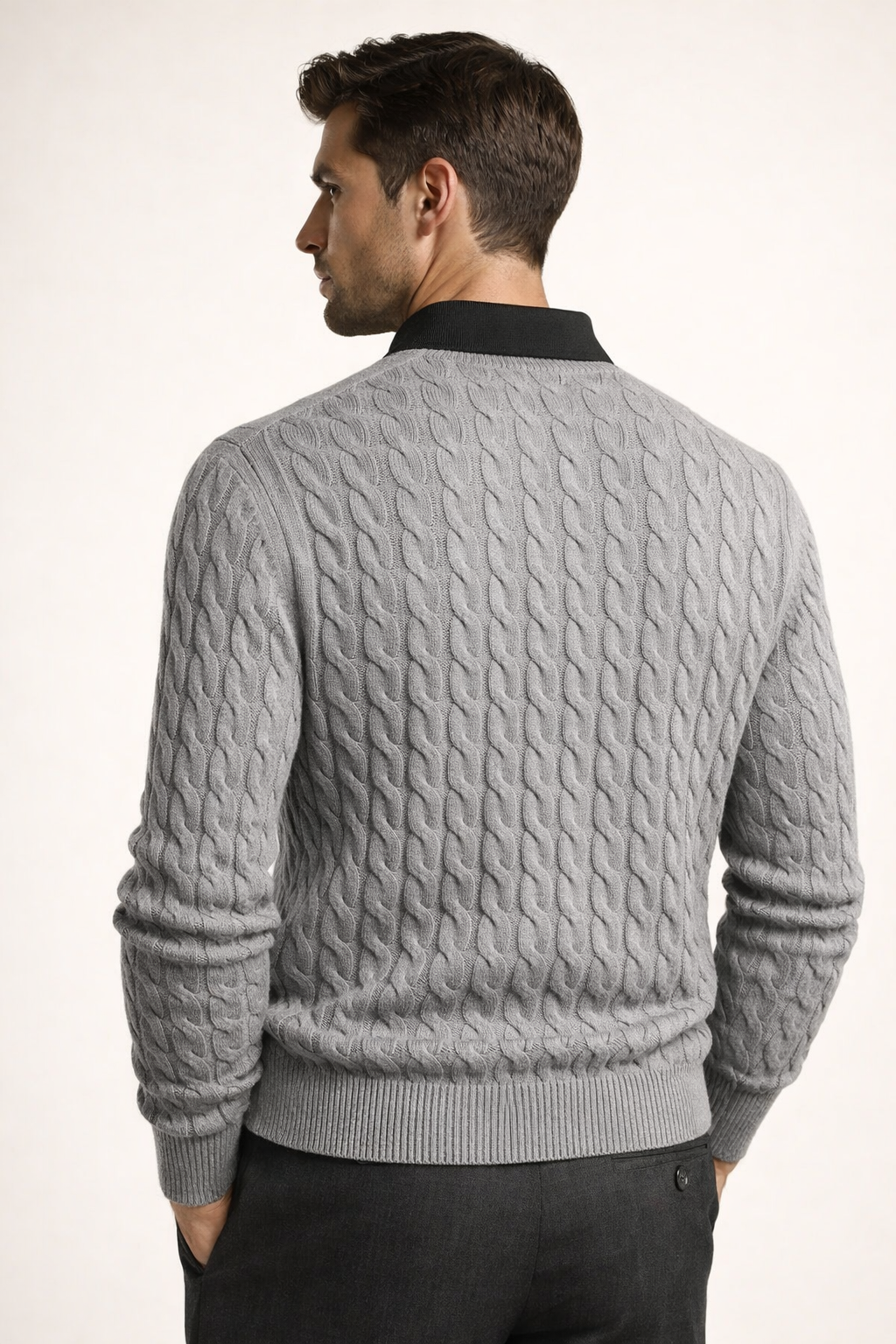 Paolo Cable Polo Knit Grey