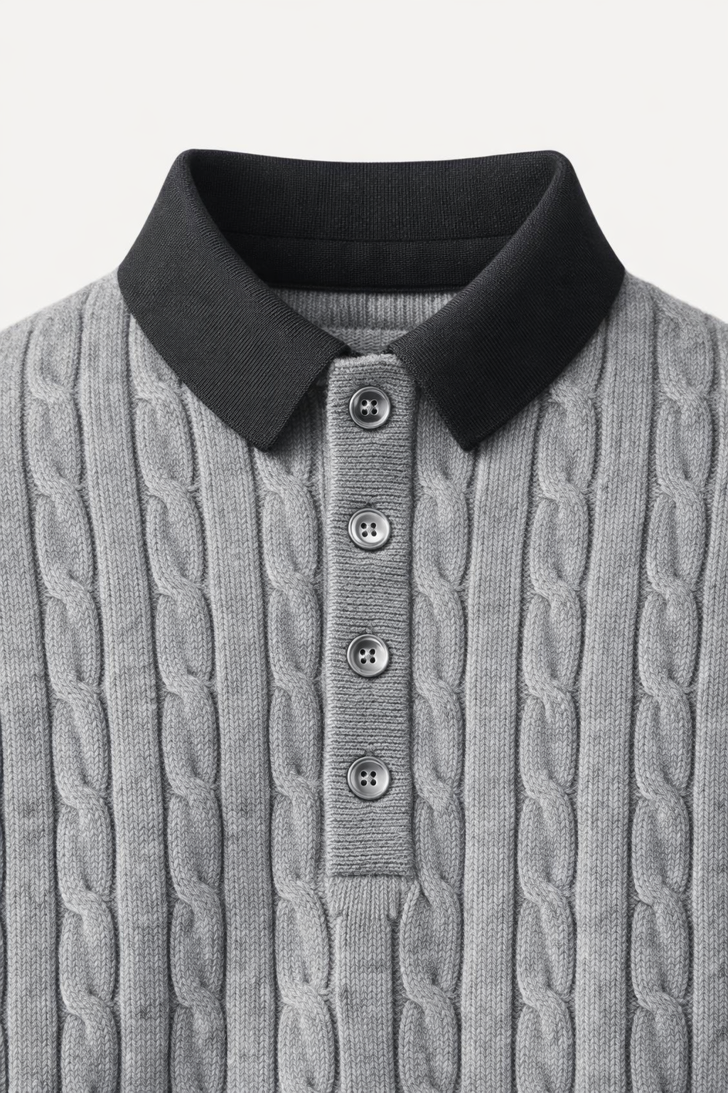 Paolo Cable Polo Knit Grey