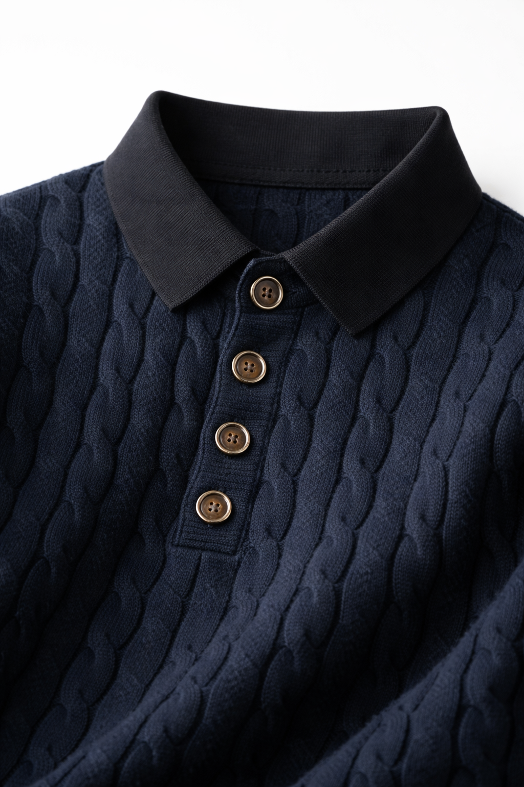 Paolo Cable Polo Knit Navy