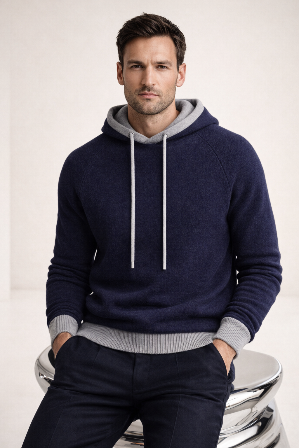 Tommaso Hooded Knit Navy