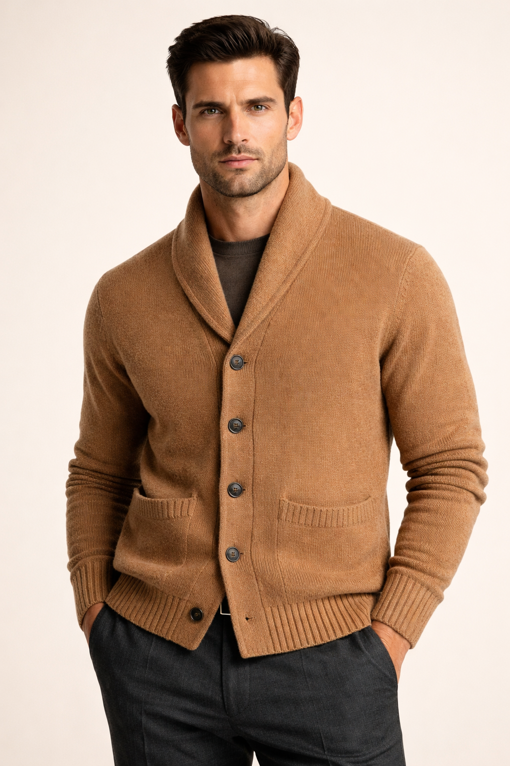 Sebastiano Shawl Cardigan Brown