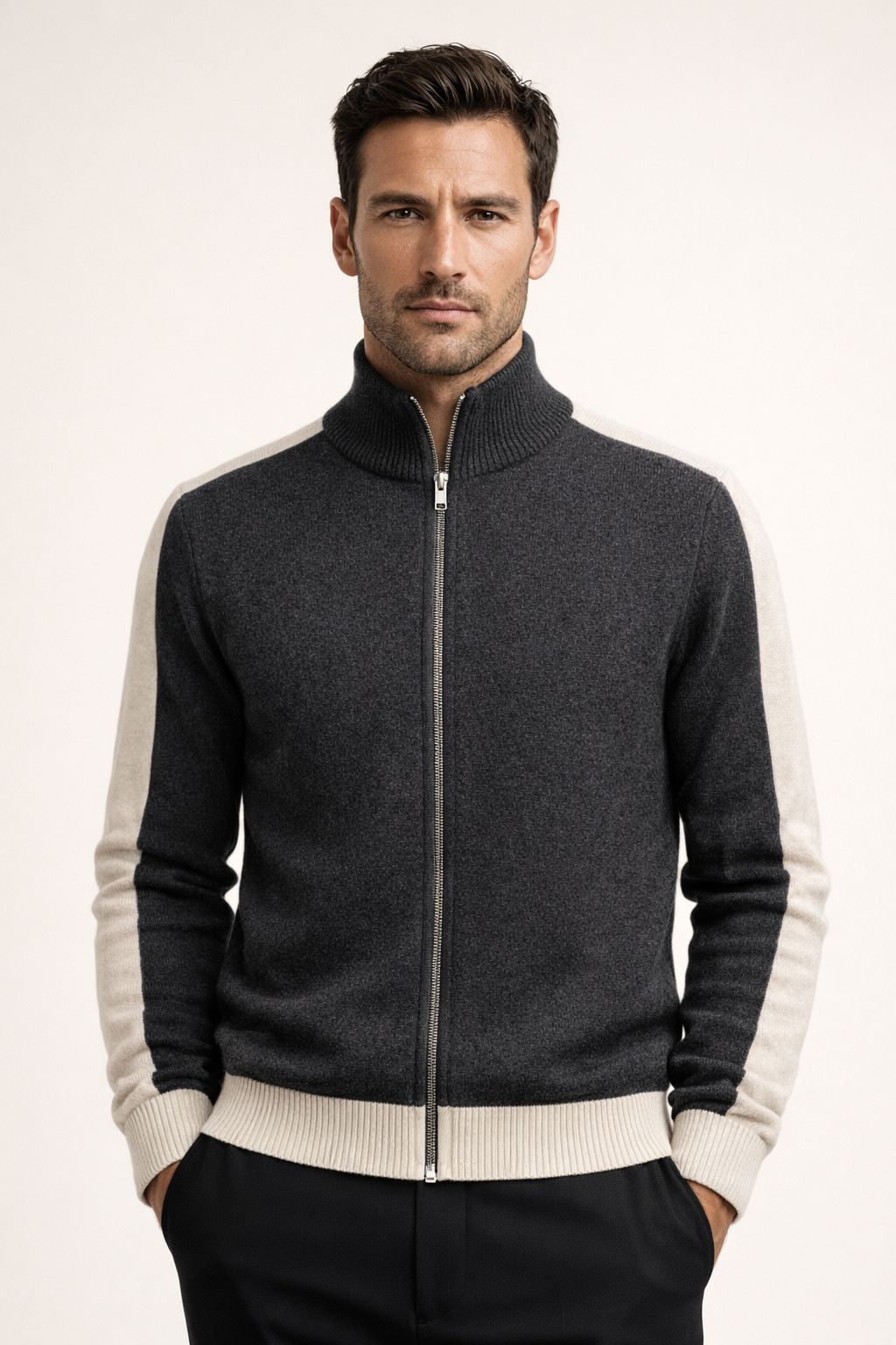Francesco Merino Cardigan Dark Grey