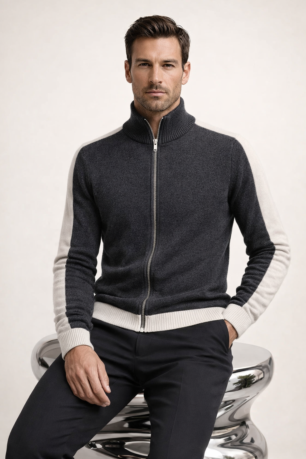 Francesco Merino Cardigan Dark Grey