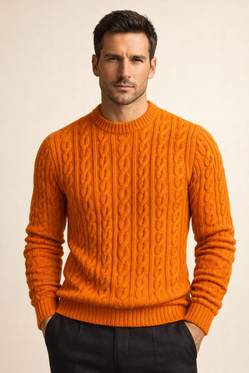 Giacomo Merino Cable Knit Orange