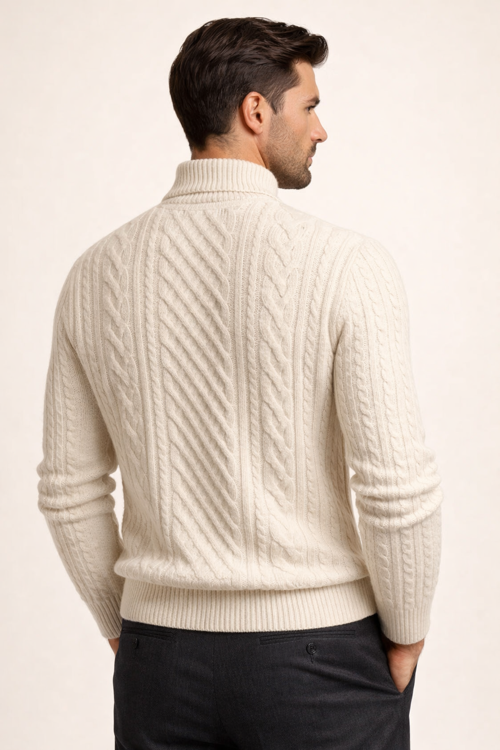 Giuseppe Merino Cable Turtleneck Ivory
