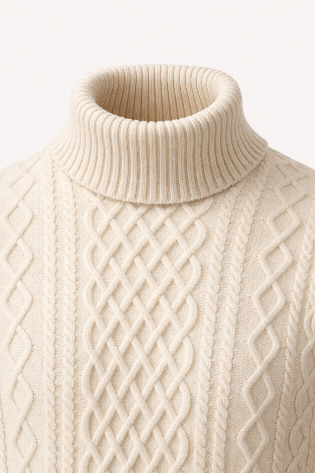 Giuseppe Merino Cable Turtleneck Ivory