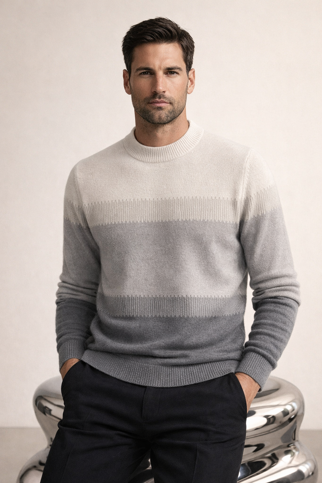 Ettore Merino Gradient Knit Grey