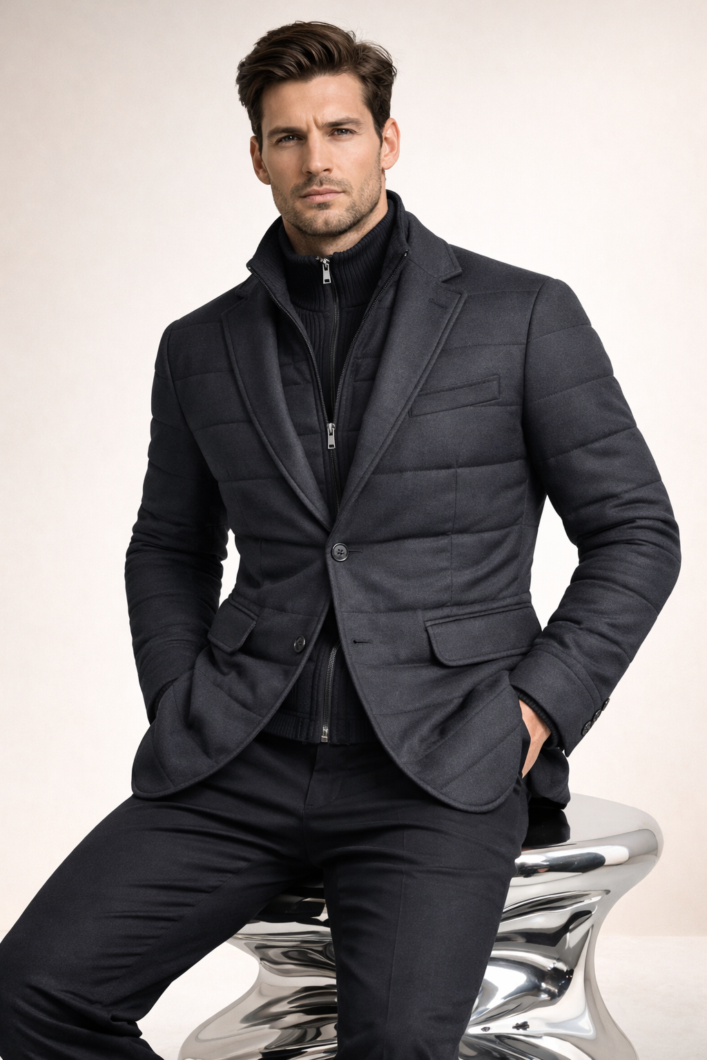 Corrado Quilted Hybrid Jacket Grey