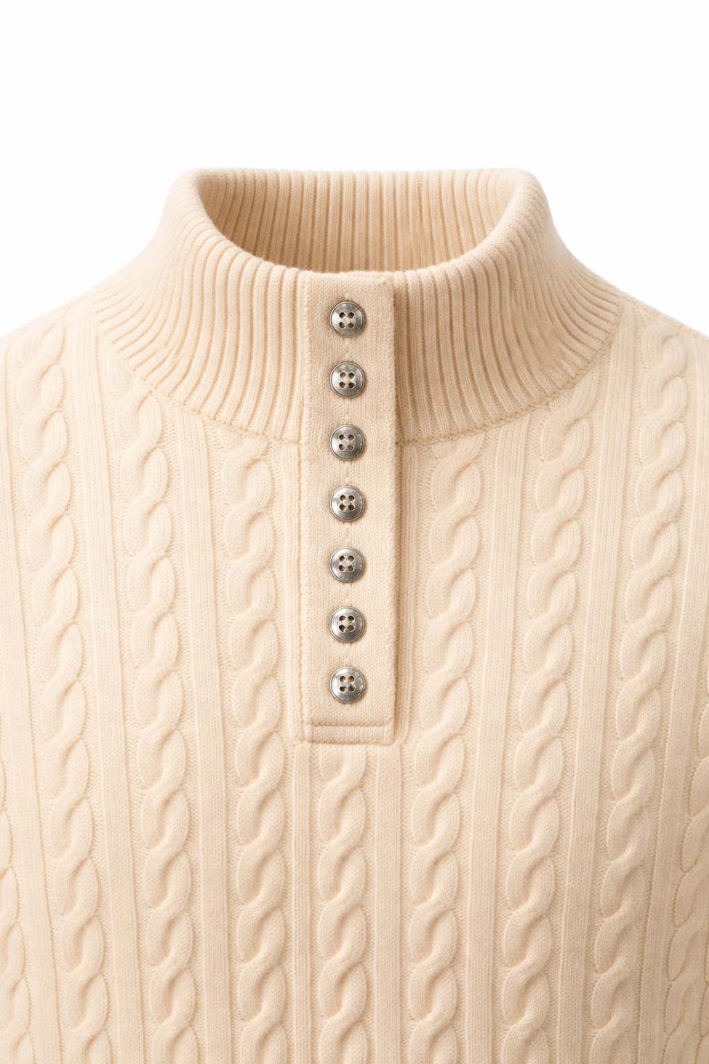 Mirko Merino Cable Mock Knit Beige