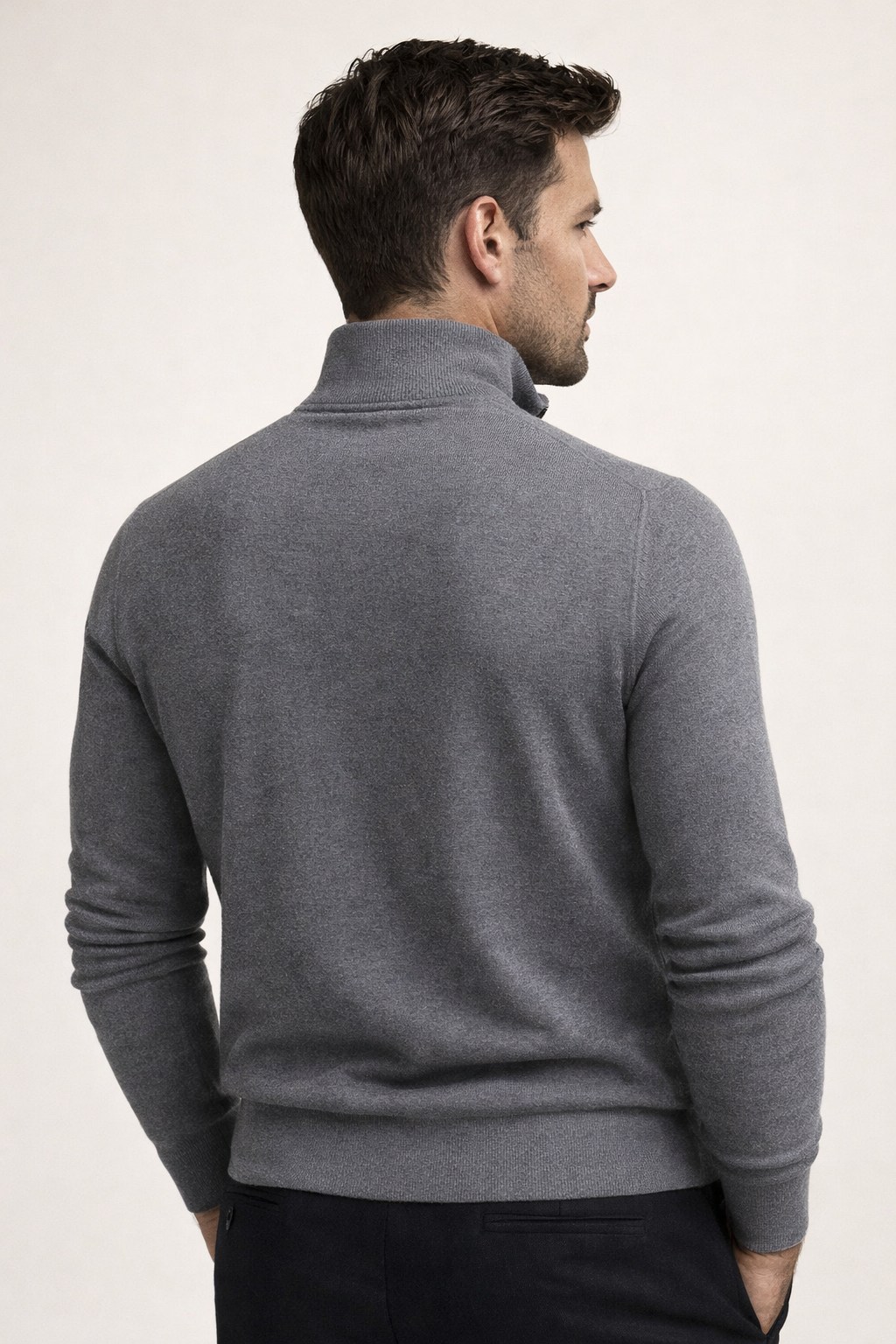 Angelo Quarter-Zip Knit Pullover Dark Grey