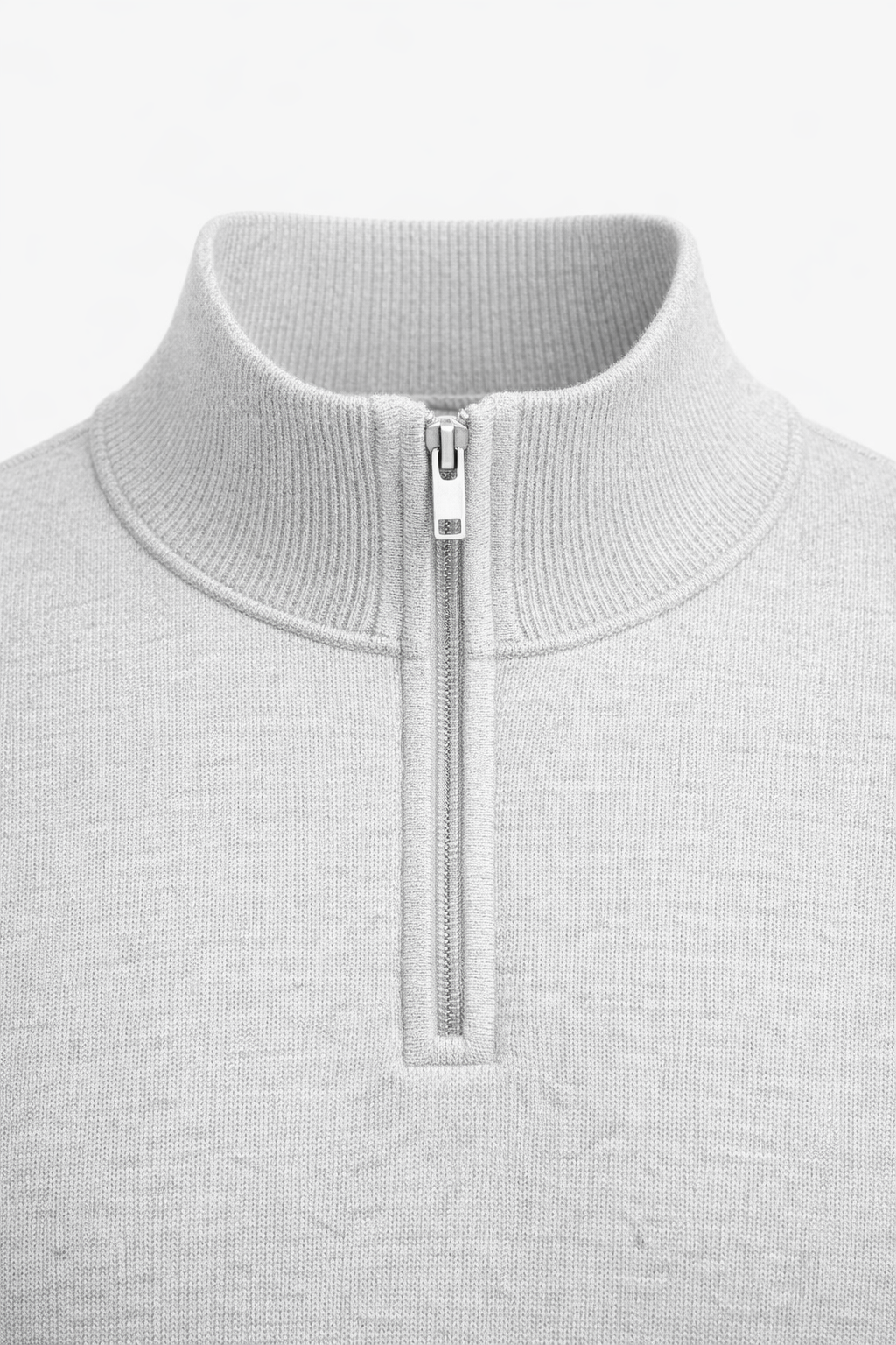 Angelo Quarter-Zip Knit Pullover Light Grey