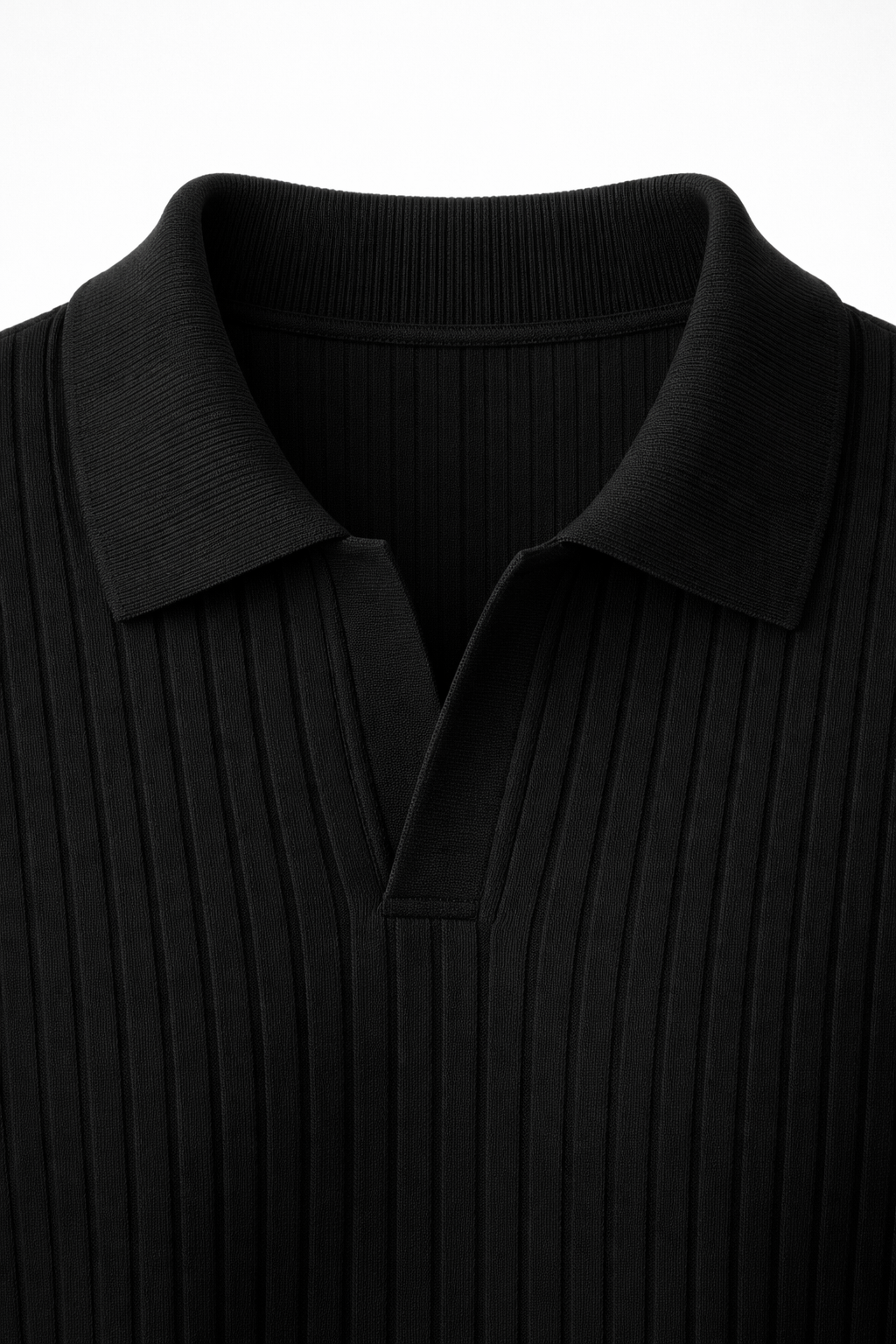 Leonardo Ribbed Knit Polo Black