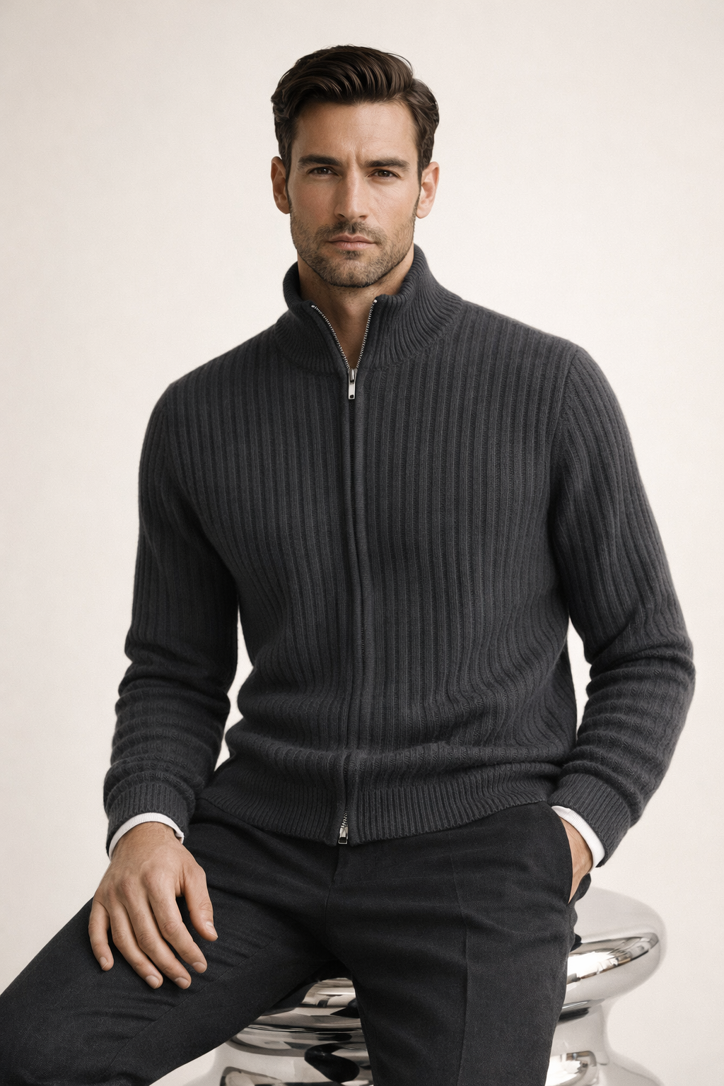 Bruno Cashmere Cardigan Dark Grey