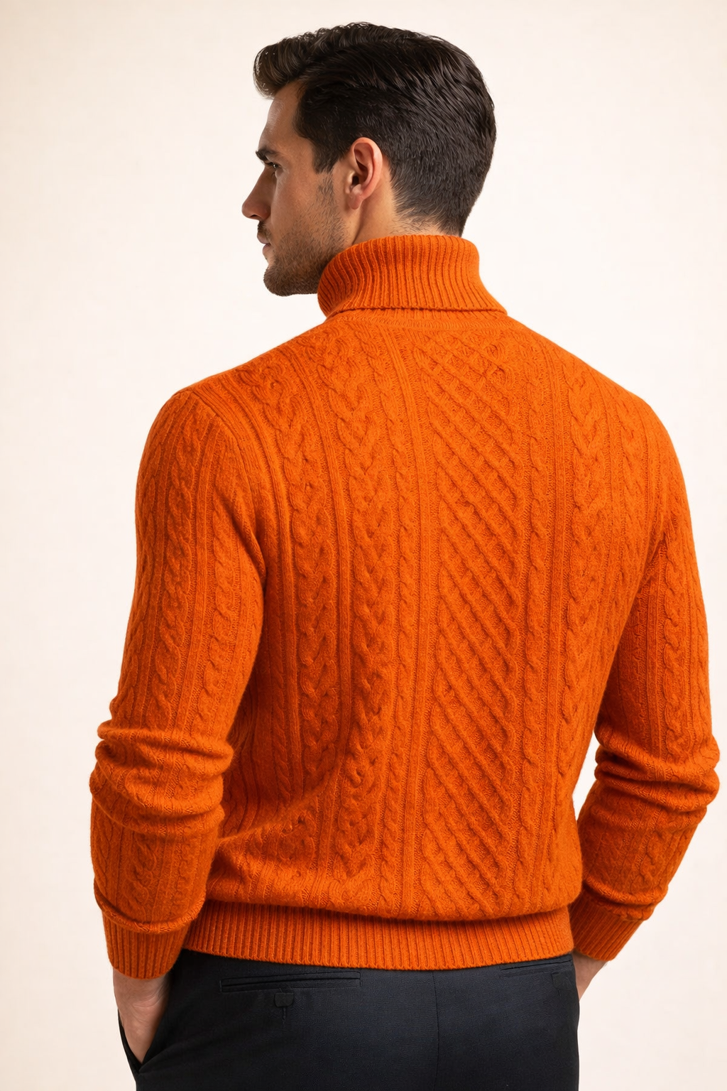 Giuseppe Merino Cable Turtleneck Orange
