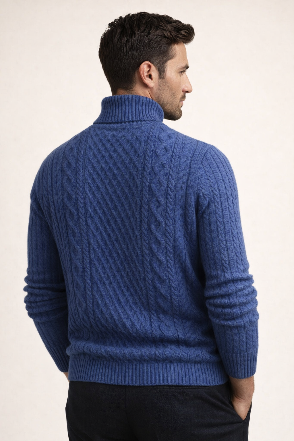 Giuseppe Merino Cable Turtleneck Navy Blue