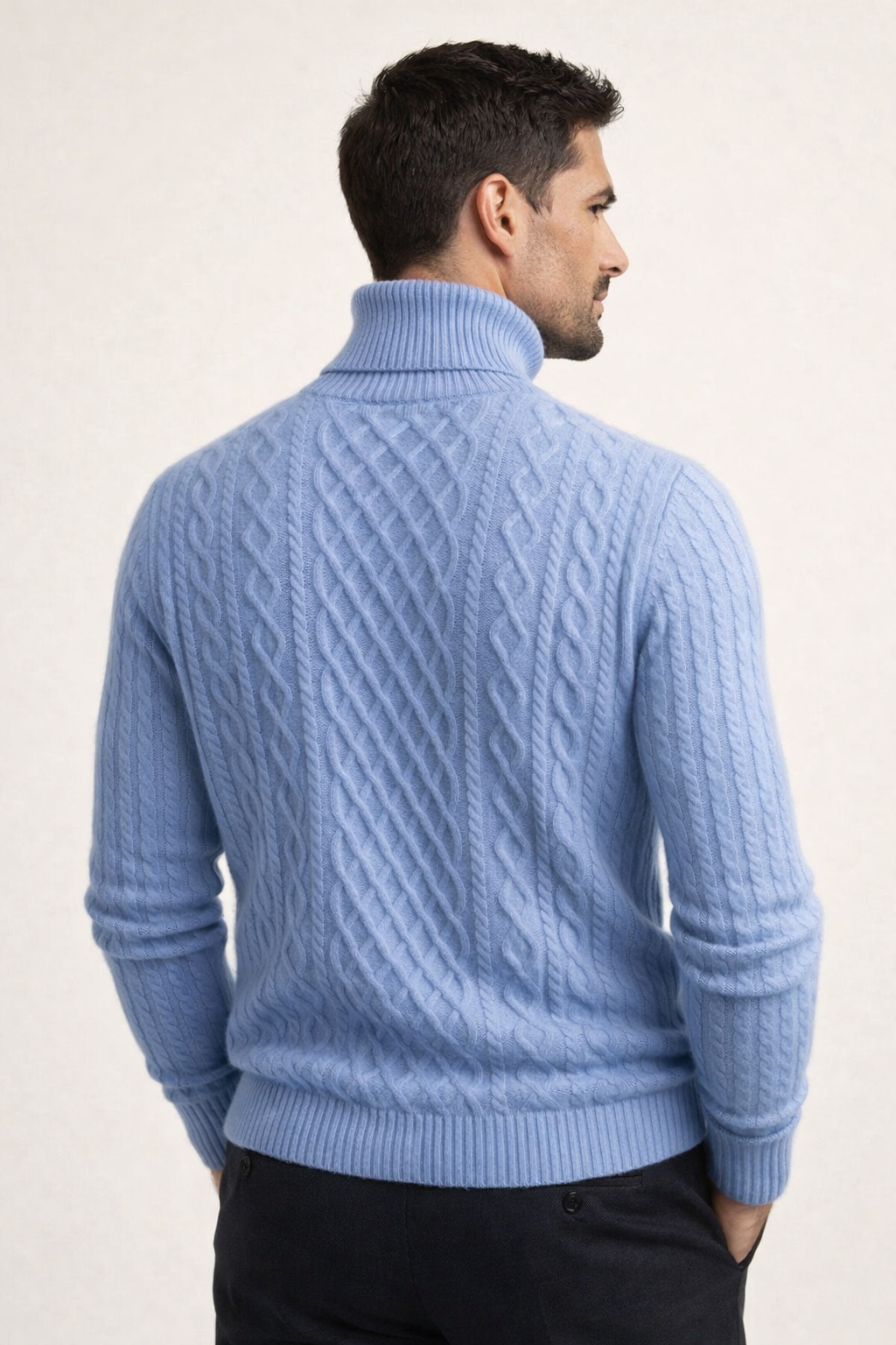 Giuseppe Merino Cable Turtleneck Blue