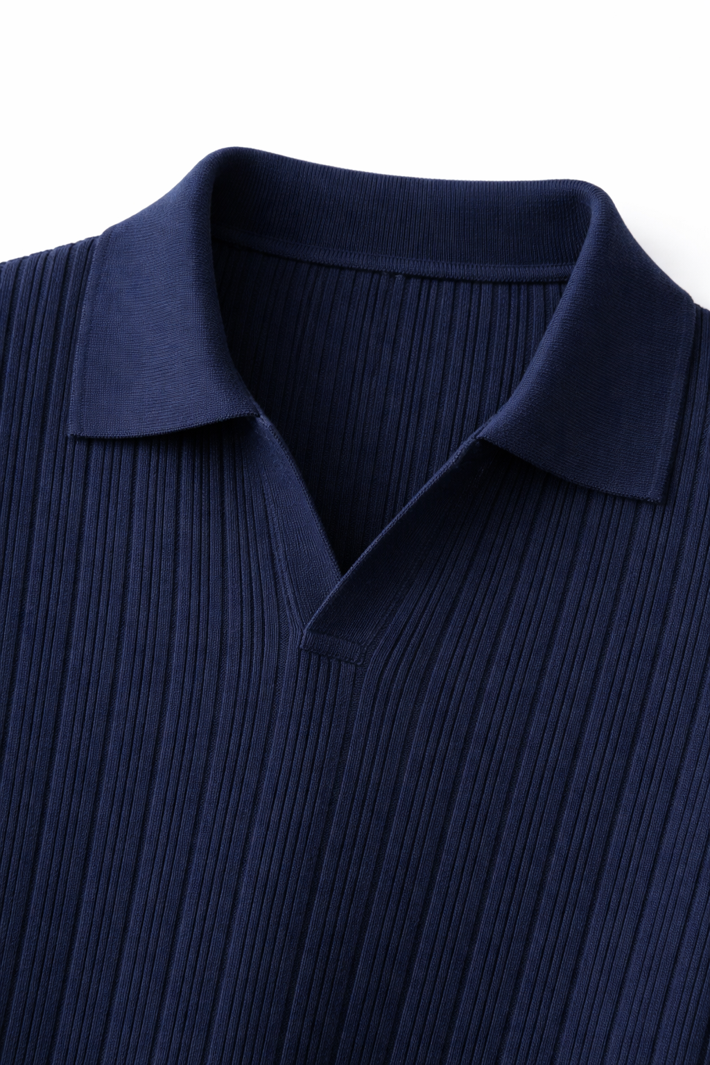 Nicolo Ribbed Knit Polo Navy Blue