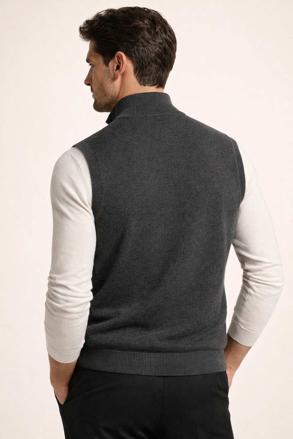 Alberto Merino Zip Vest Dark Grey
