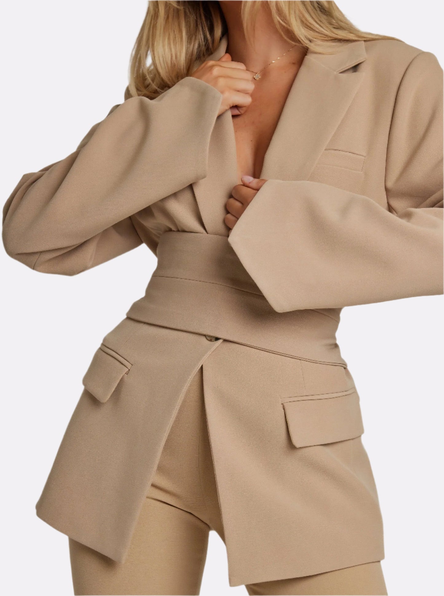 Tailored Tweed Belted Blazer