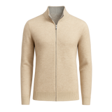 Marciello Reversible Cashmere Zip Knit Beige & Grey