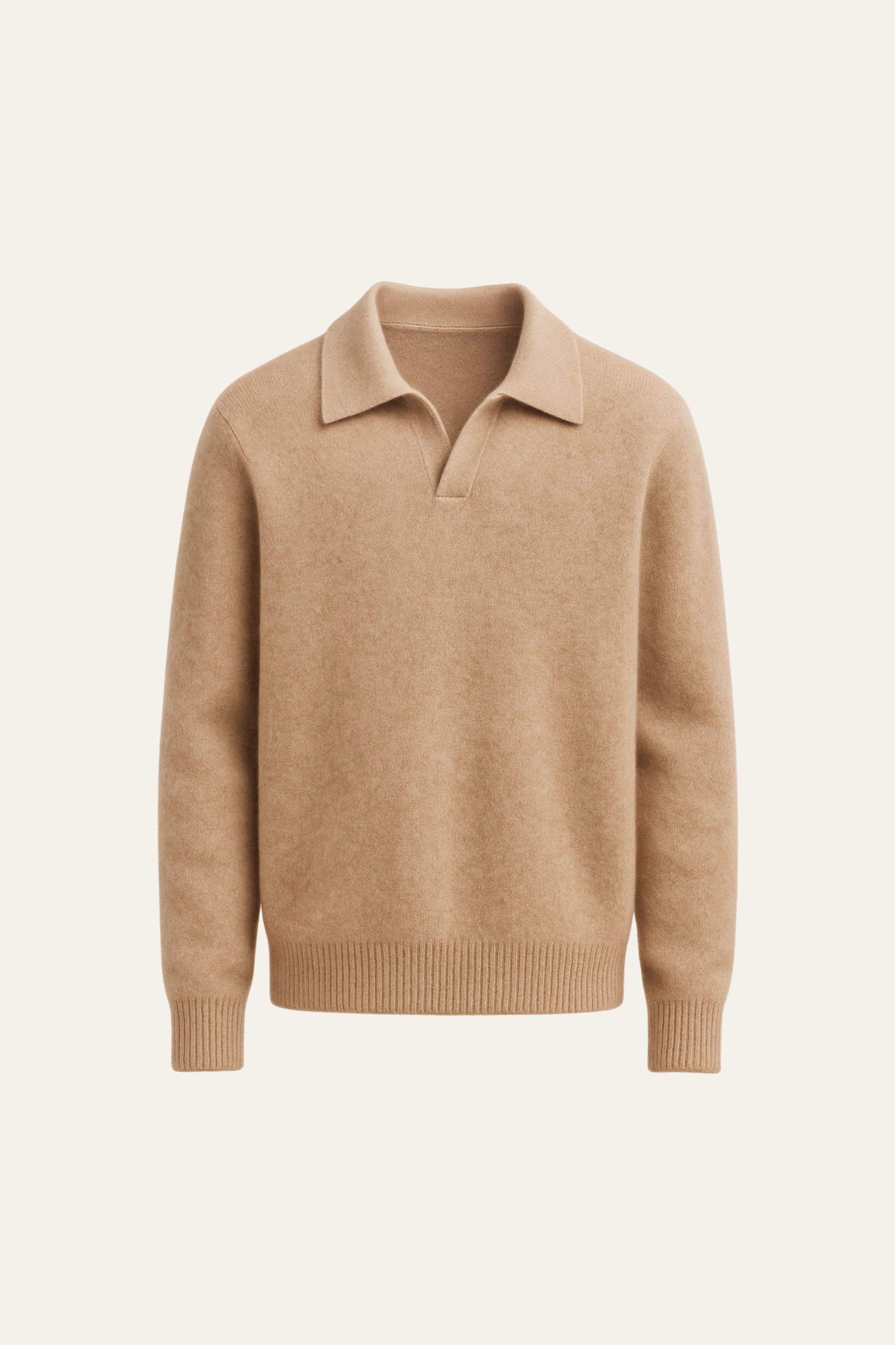 Marencio Cashmere Polo Knit Light Brown