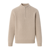 Lerano Cashmere Half-Zip Knit Camel