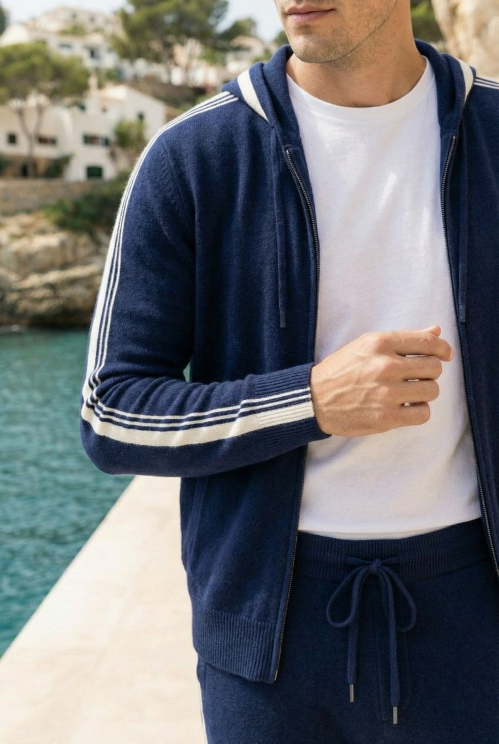 Giancarlo Hooded Zip Set Navy