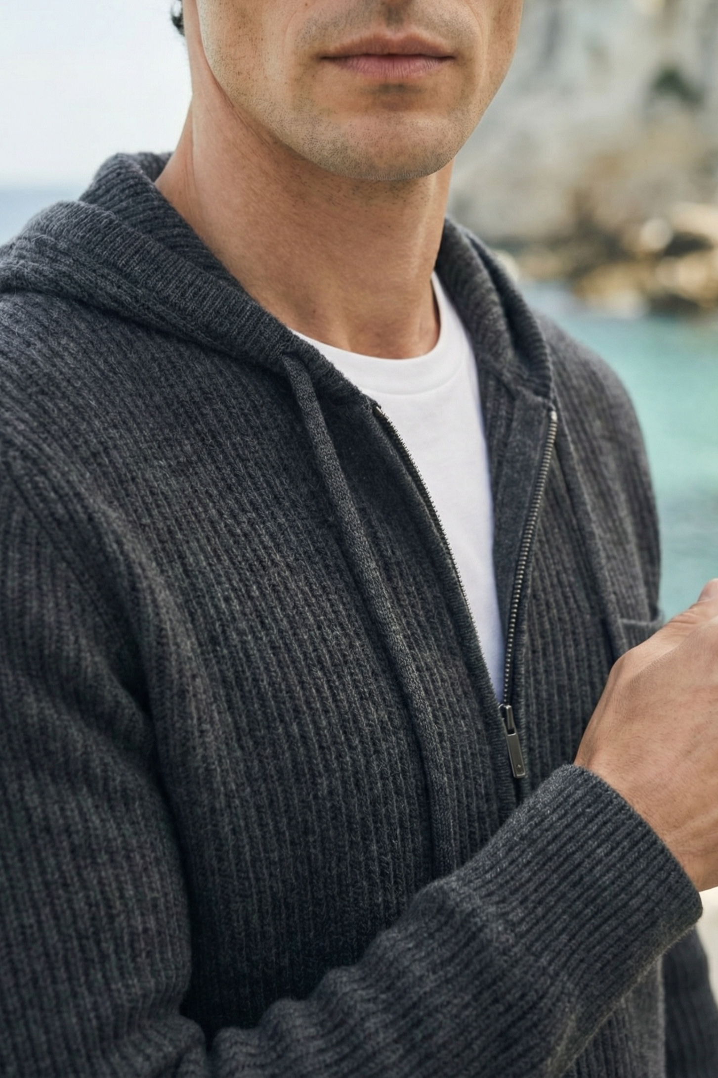 Elviro Cashmere Hooded Zip Set Blue