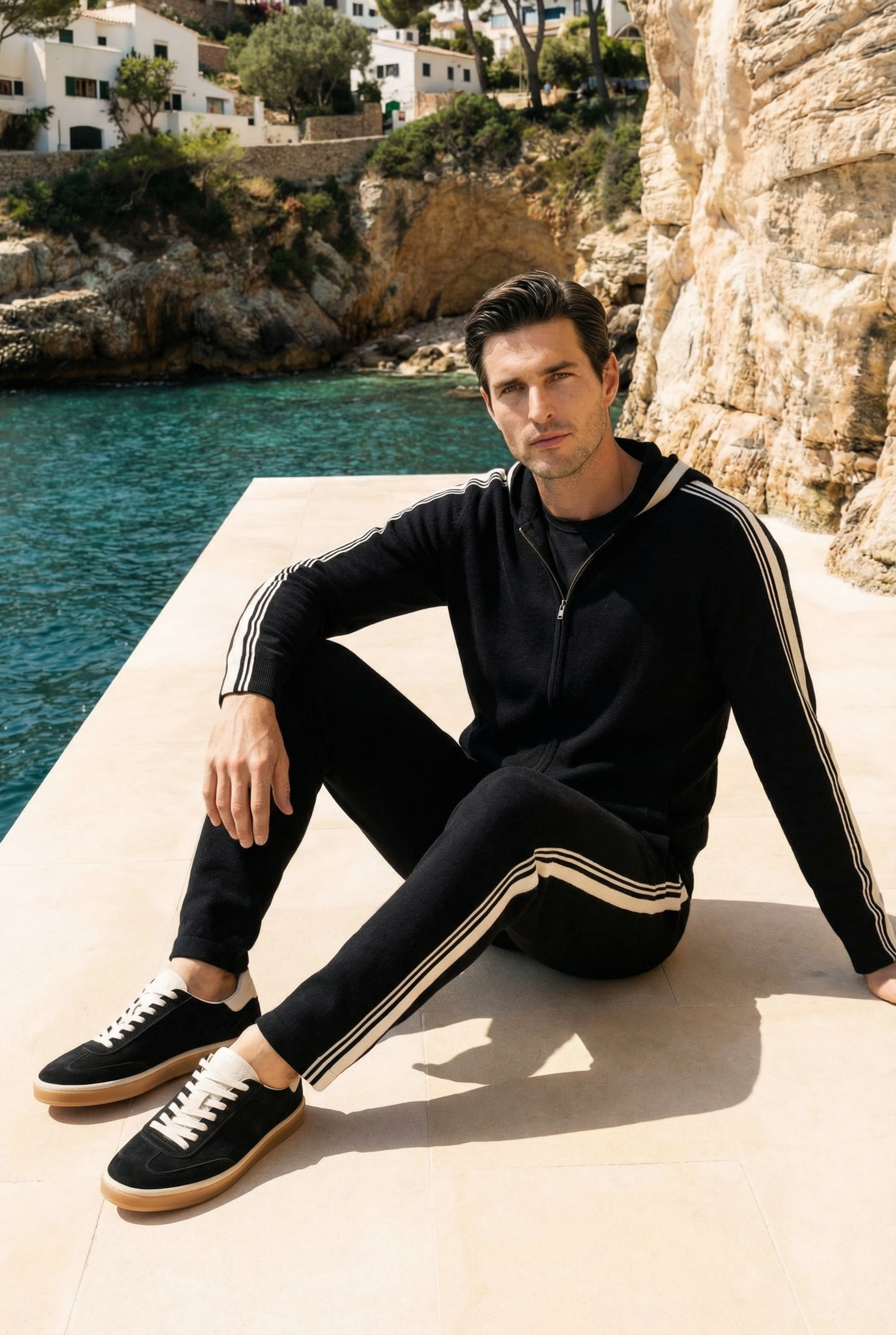 Giancarlo Hooded Zip Set Black