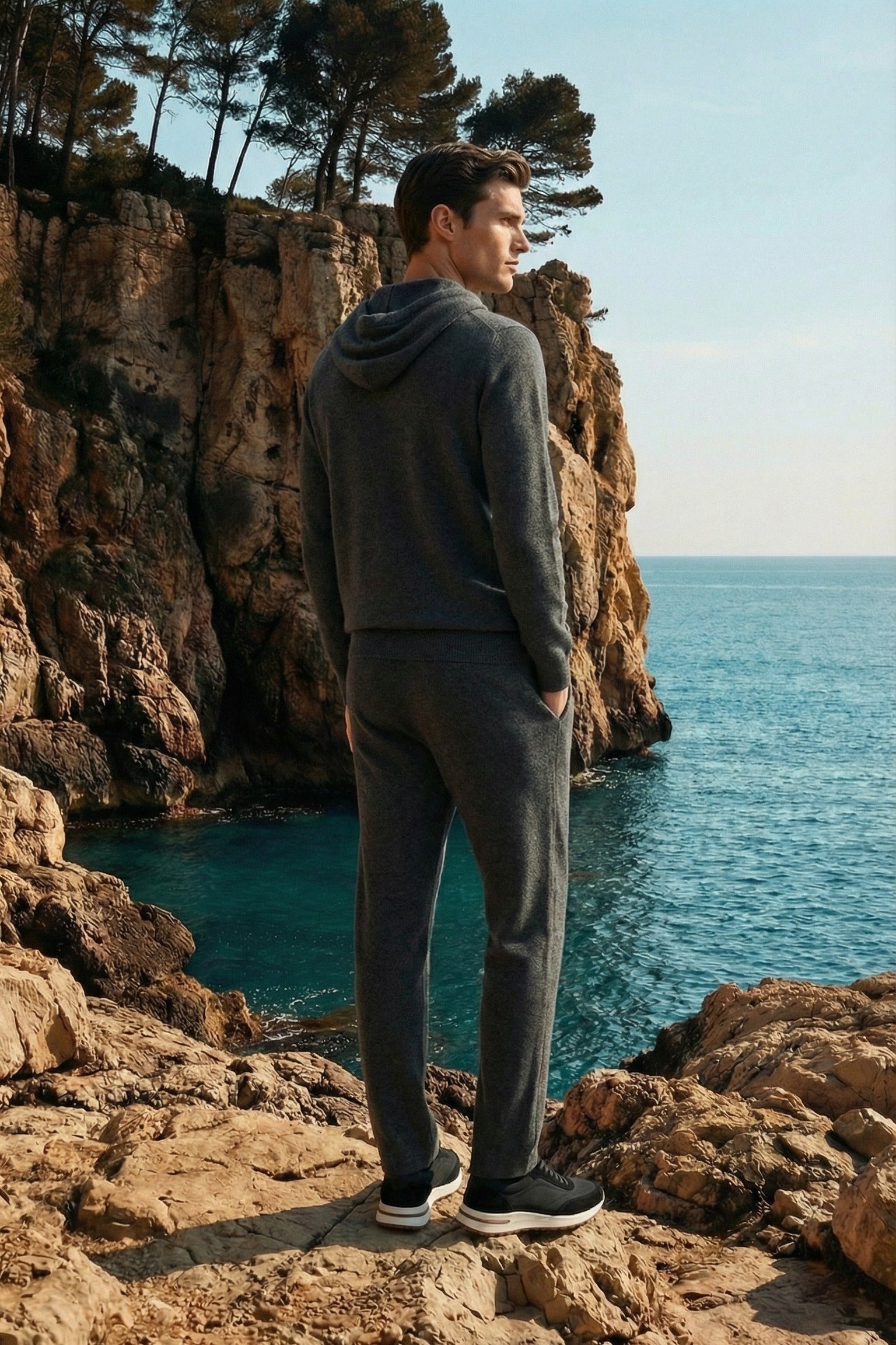 Sorelli Knit Hooded Set Dark Grey