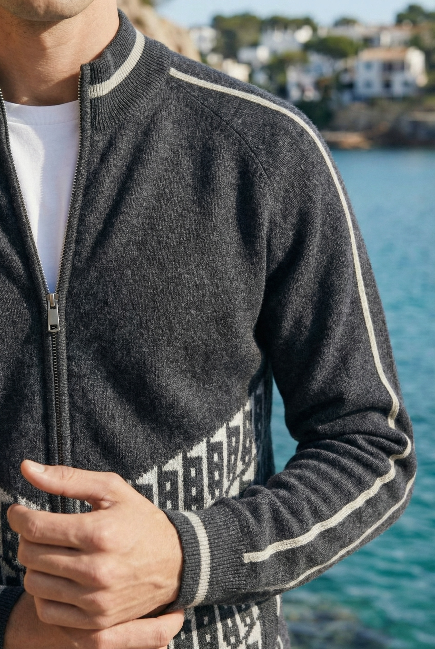 Enzo Cashmere Full-Zip Set Dark Grey