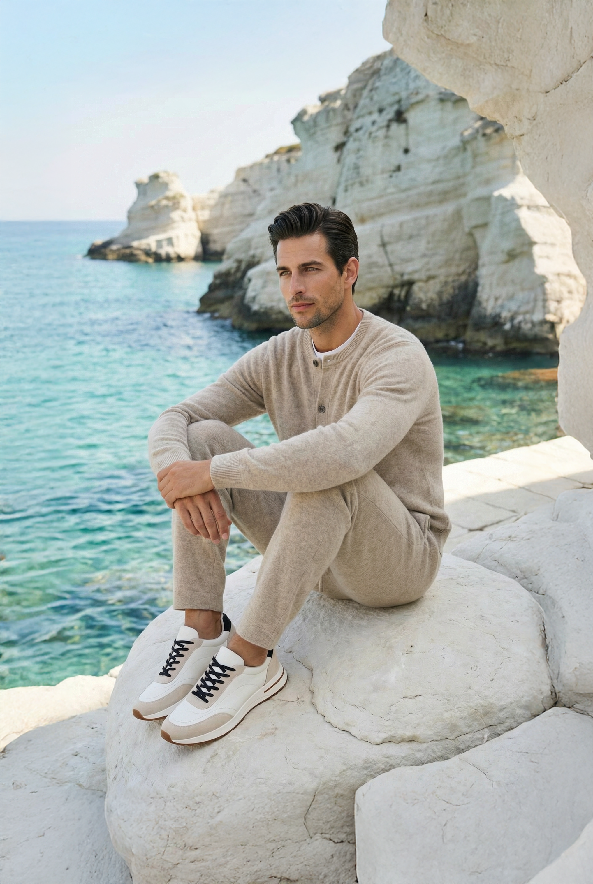 Arlino Buttoned Set Camel