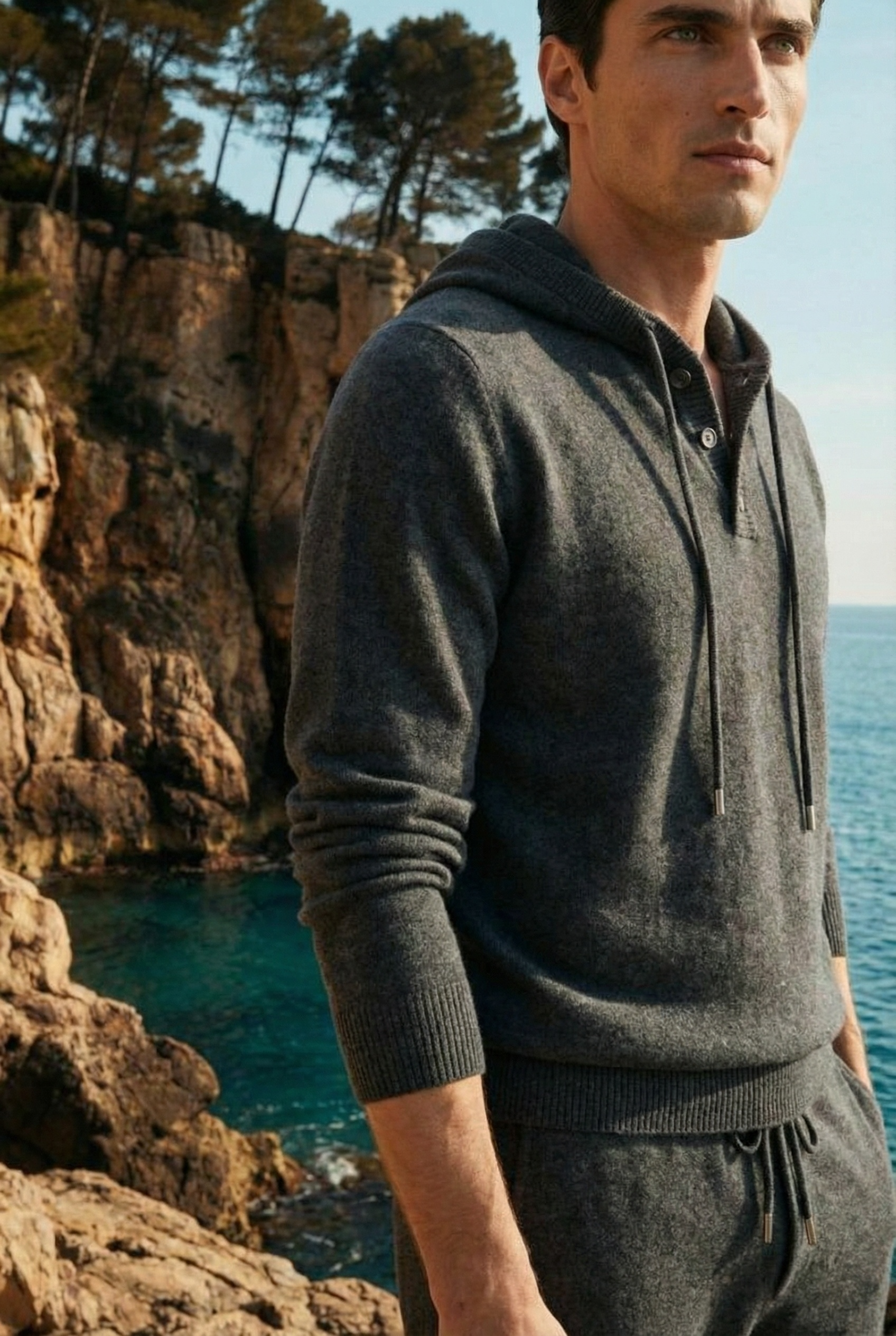 Sorelli Knit Hooded Set Dark Grey