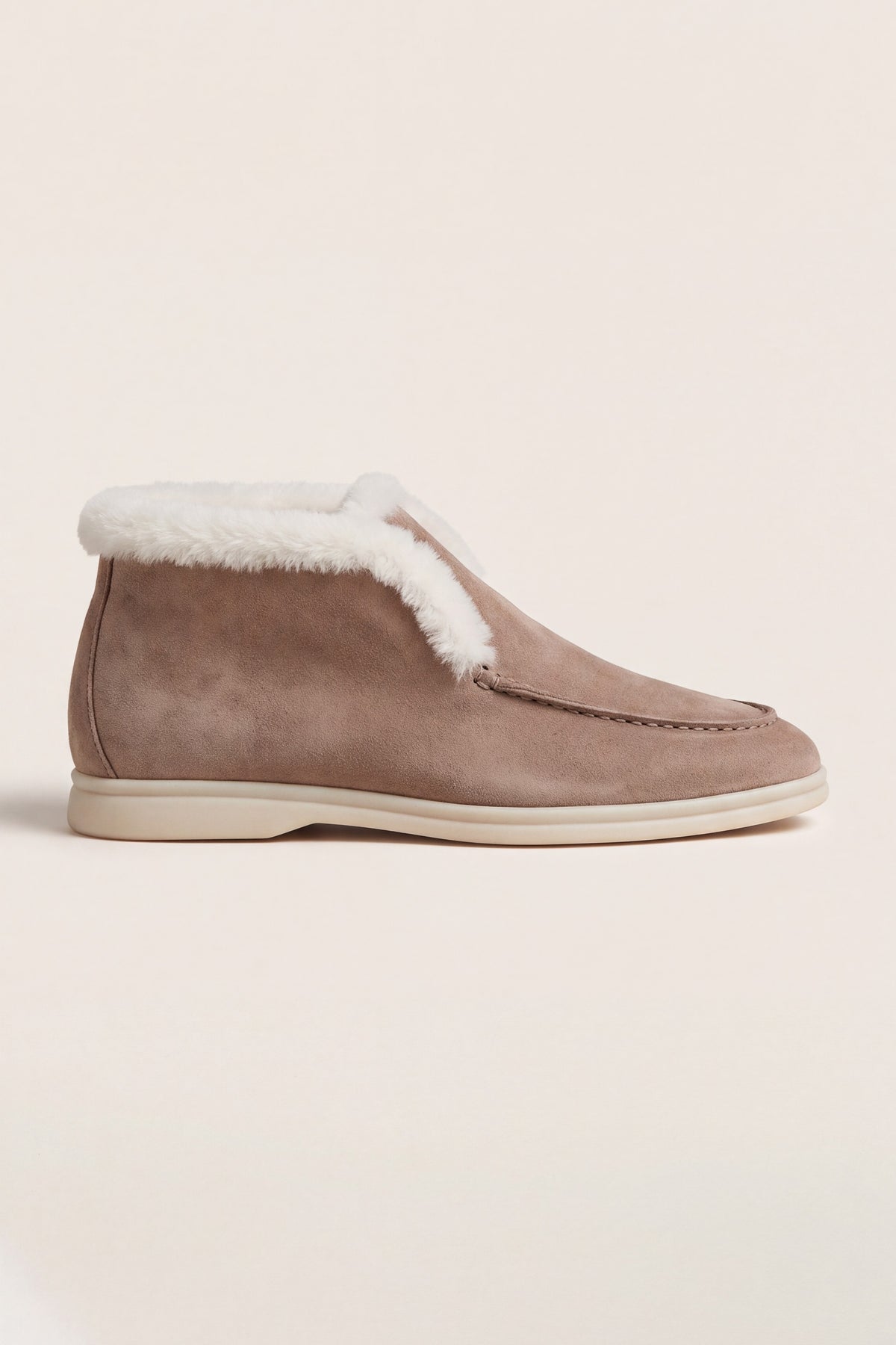 Arzano Fur-Lined High Top Loafer Dark Taupe