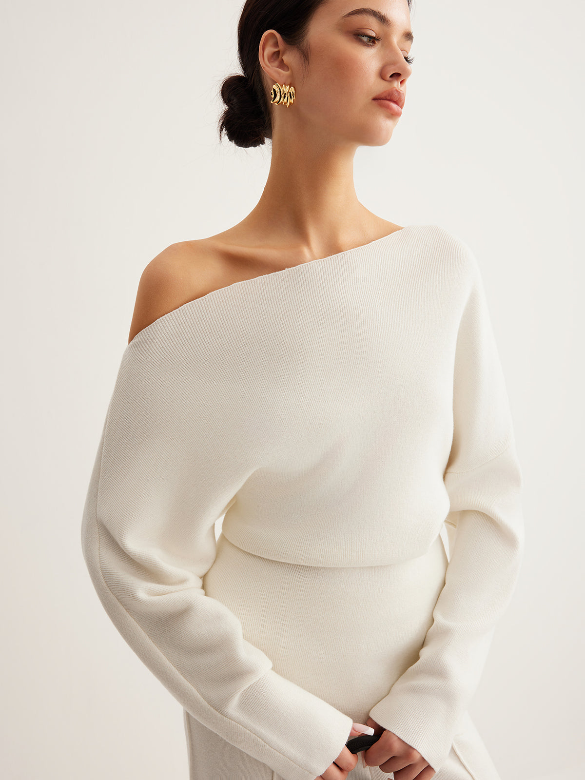 Sculpted Off-Shoulder Knit