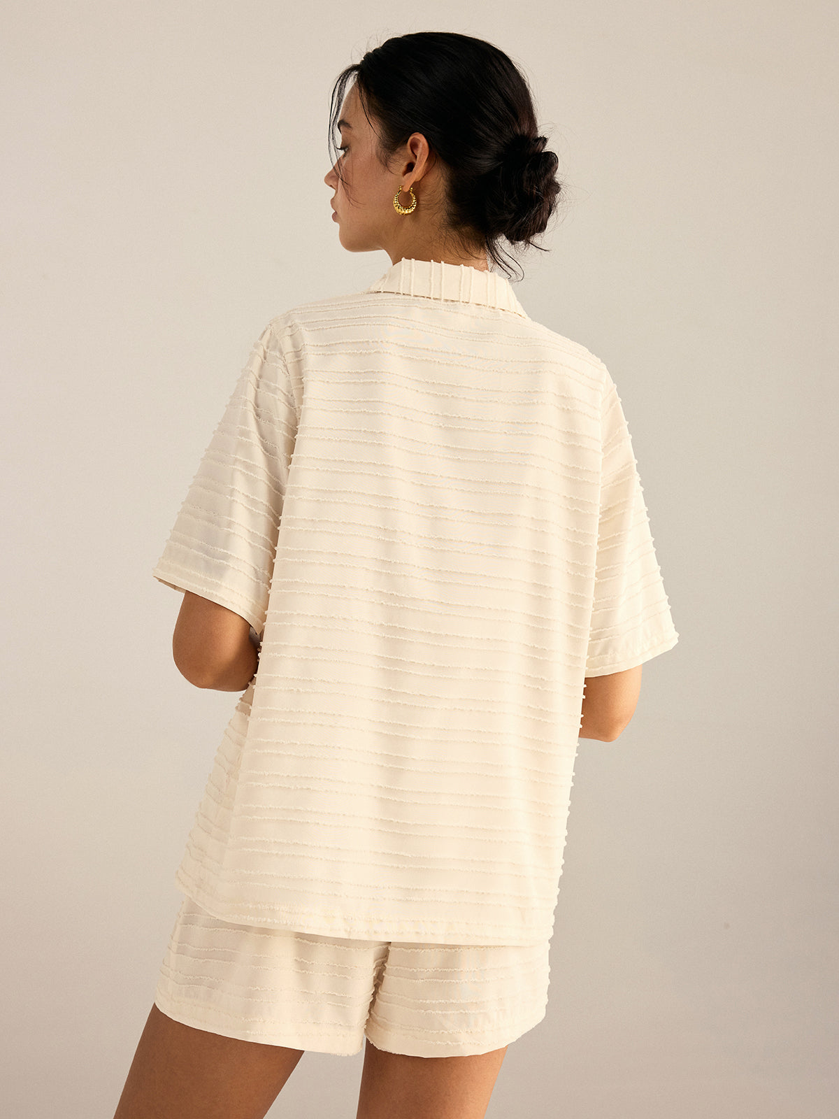 Textured Short-Sleeve Blazer Set