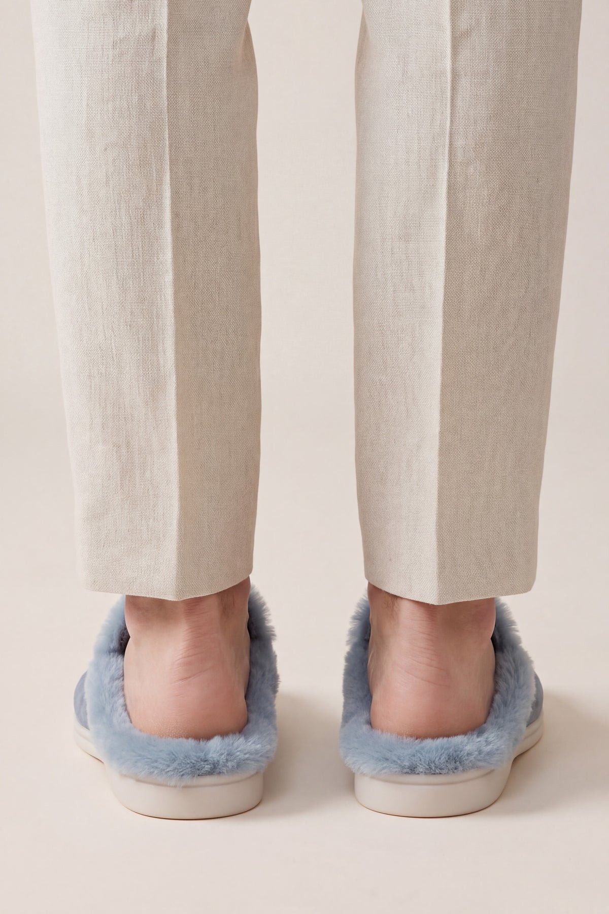Maretti Fur-Lined Buckle Mule Light Blue