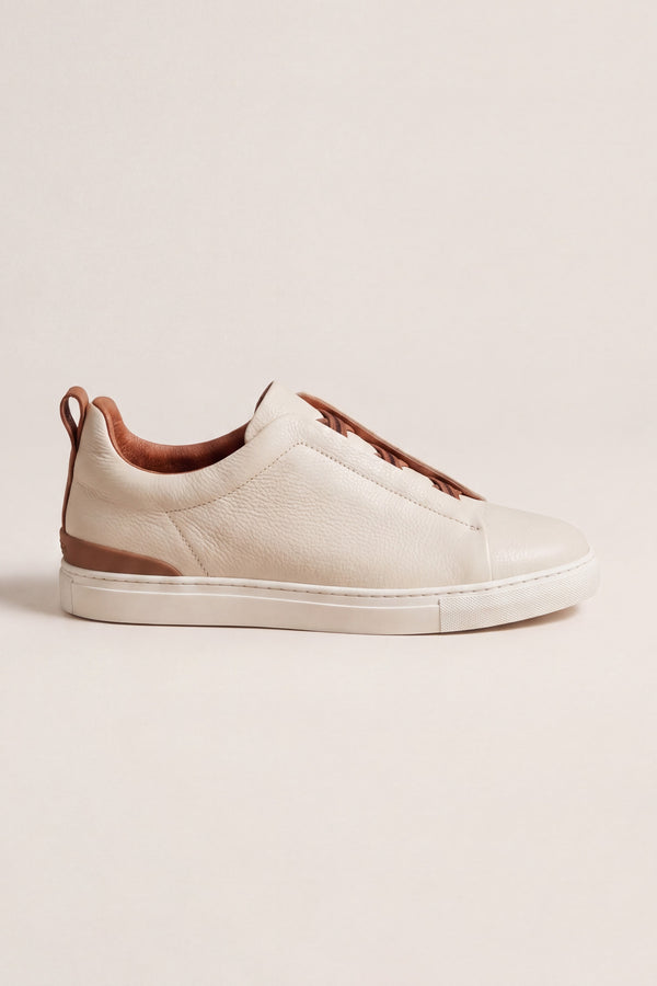 Leomar V2 Leather Slip-On Off-White Tan